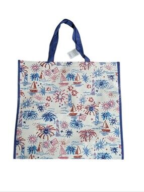 Bealls Blue & Red Fireworks Print Tote Bag